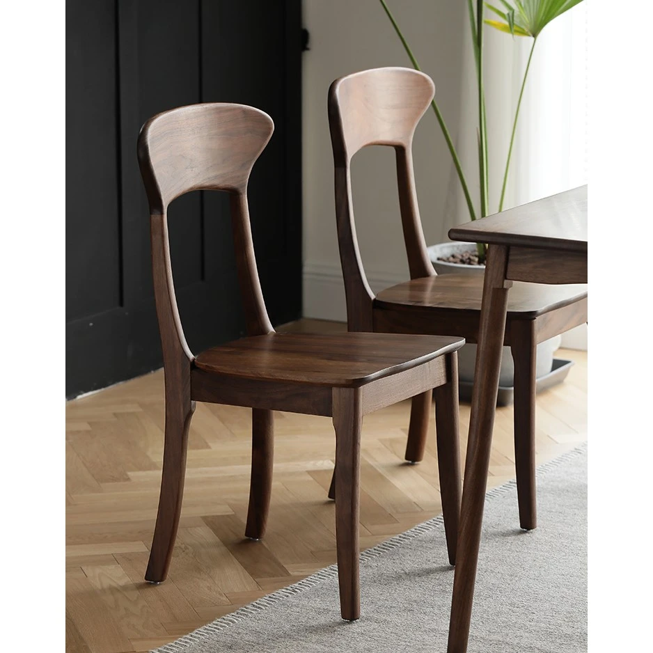 北美黑胡桃木餐椅北欧纯实木靠背椅餐厅吃饭木椅家用实木椅办公椅