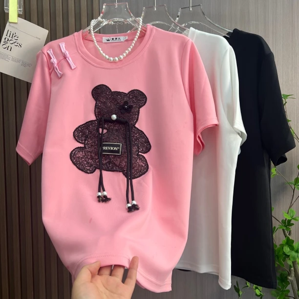 时尚减龄洋气显瘦小熊半袖