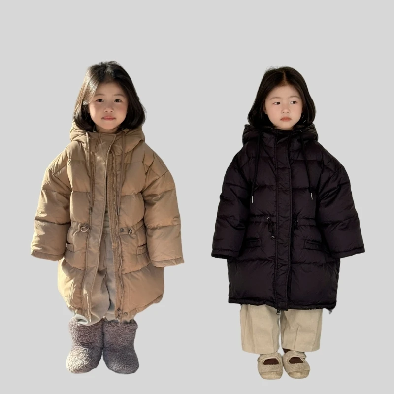 男女童羽绒服冬季长款过膝2024新款连帽儿童中长款外套女宝宝冬装