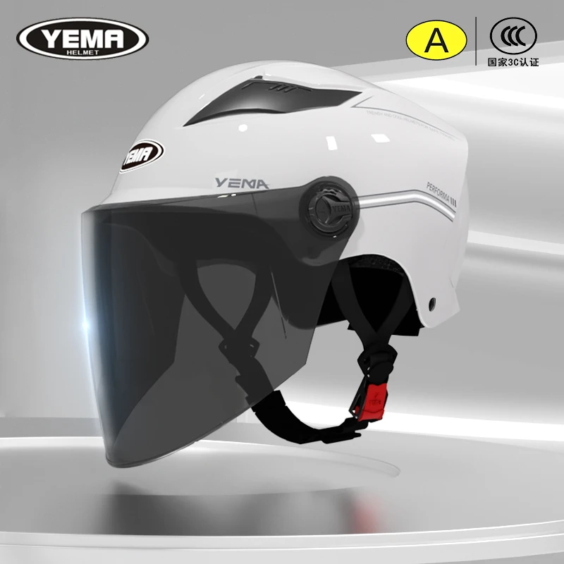 野马3C认证电动车头盔男女士夏季透气防晒新国标摩托车半盔安全帽