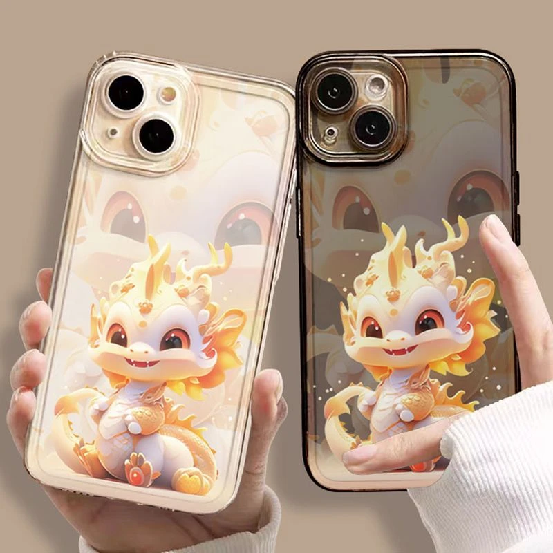 开心金龙苹果15ProMax手机壳iPhone14新款13可爱12简约11软壳X女8