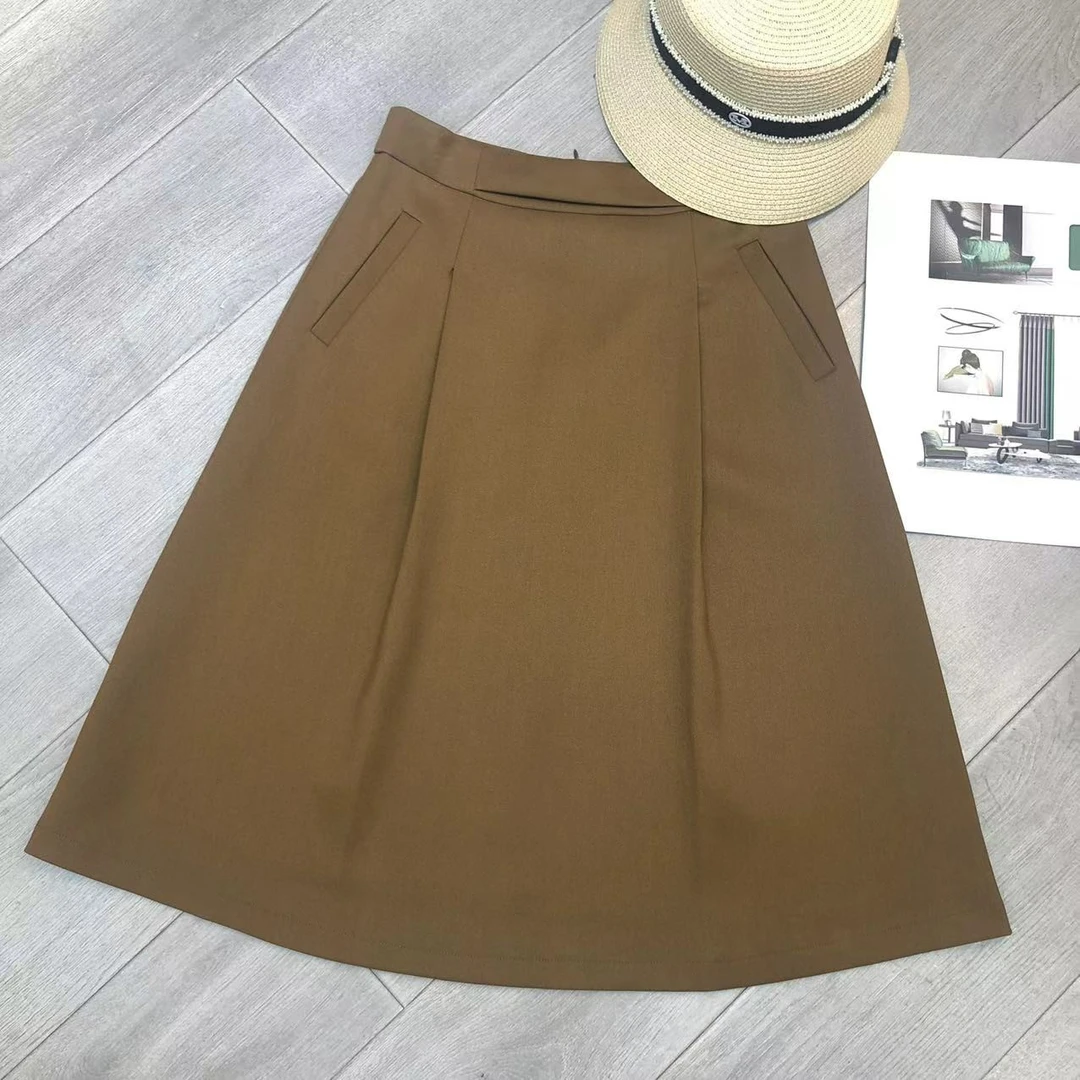 《林李上新》88530时尚气质百搭前字母后拉链a字裙半身裙