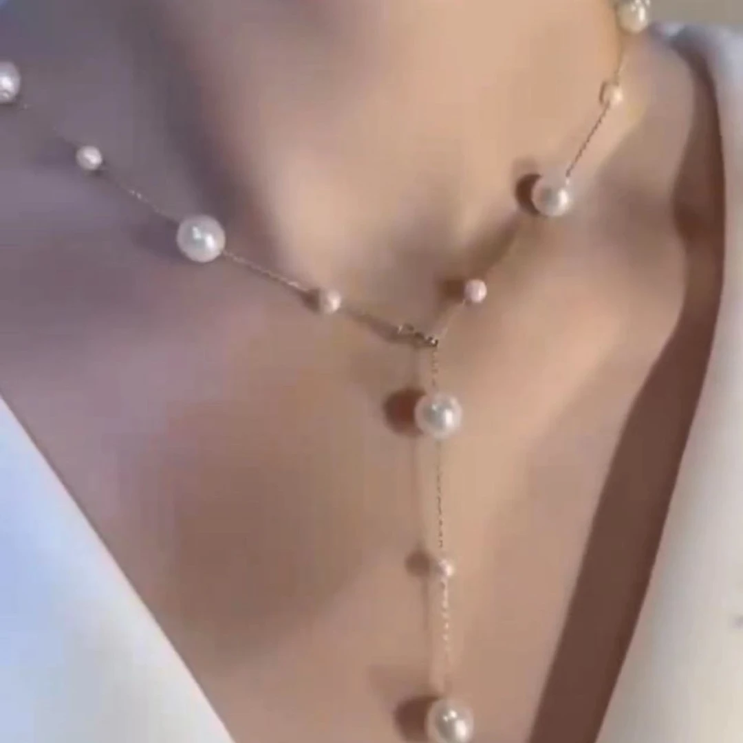 钛钢仿珍珠项链  《林李上新》8830小众气质满天星珍珠项链