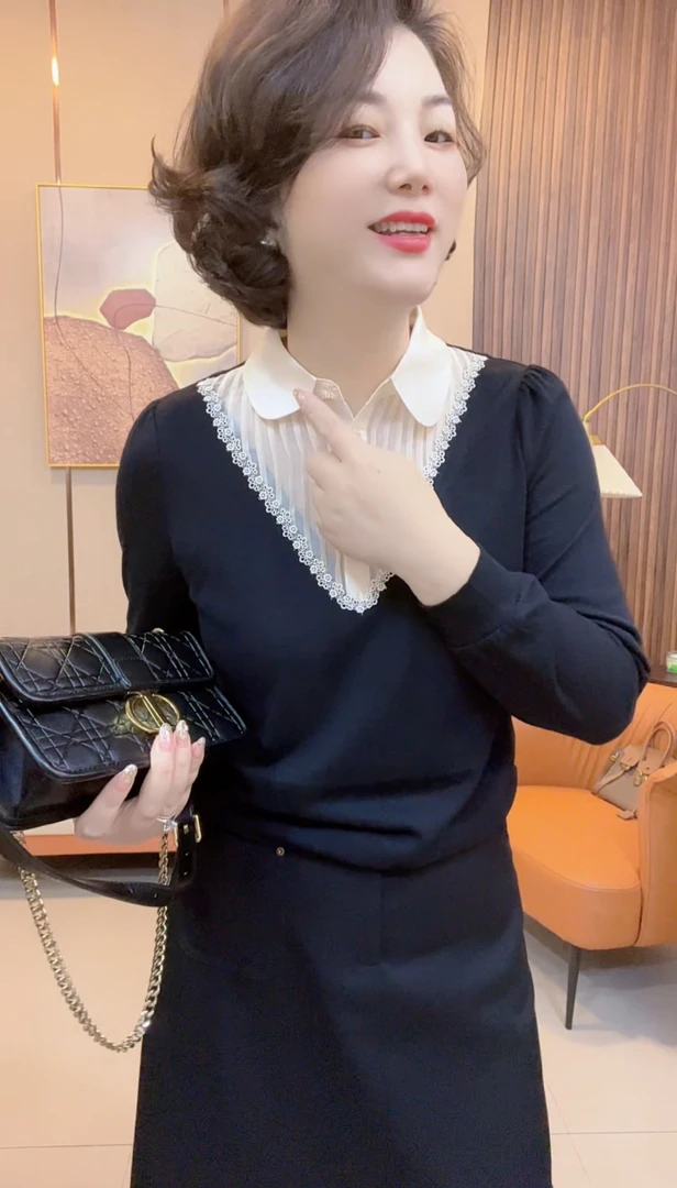 《林李上新》248221洋气显瘦长袖针织羊毛衫时尚百搭减龄针织衫