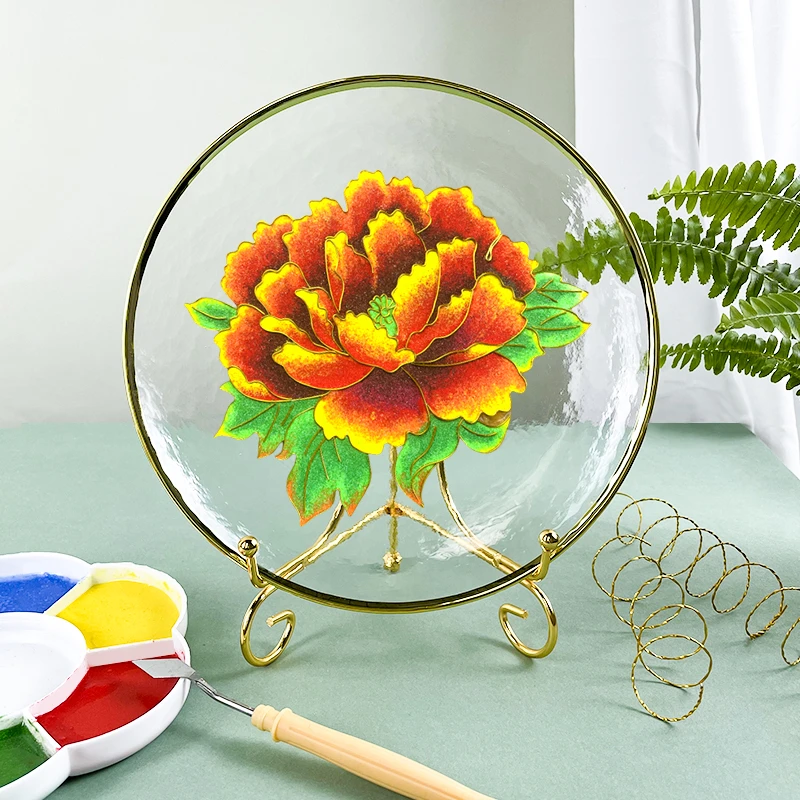 东琅景泰蓝玻璃掐丝珐琅diy材料包非遗团建亲子活动手工工艺制作