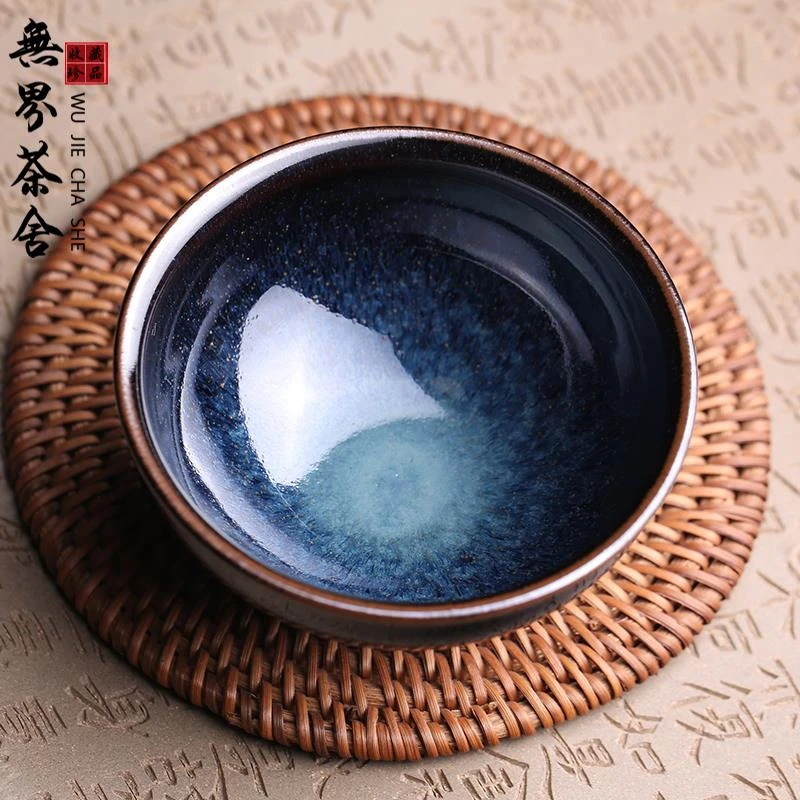 非遗大师孙建兴乌金回蓝建盏主人杯茶杯茶盏纯全手工天目曜变茶具