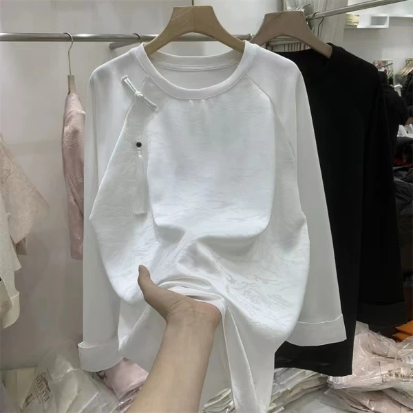 国风经典~！精致轻奢游云摇曳提花 盘扣流苏挂坠长袖 S2577