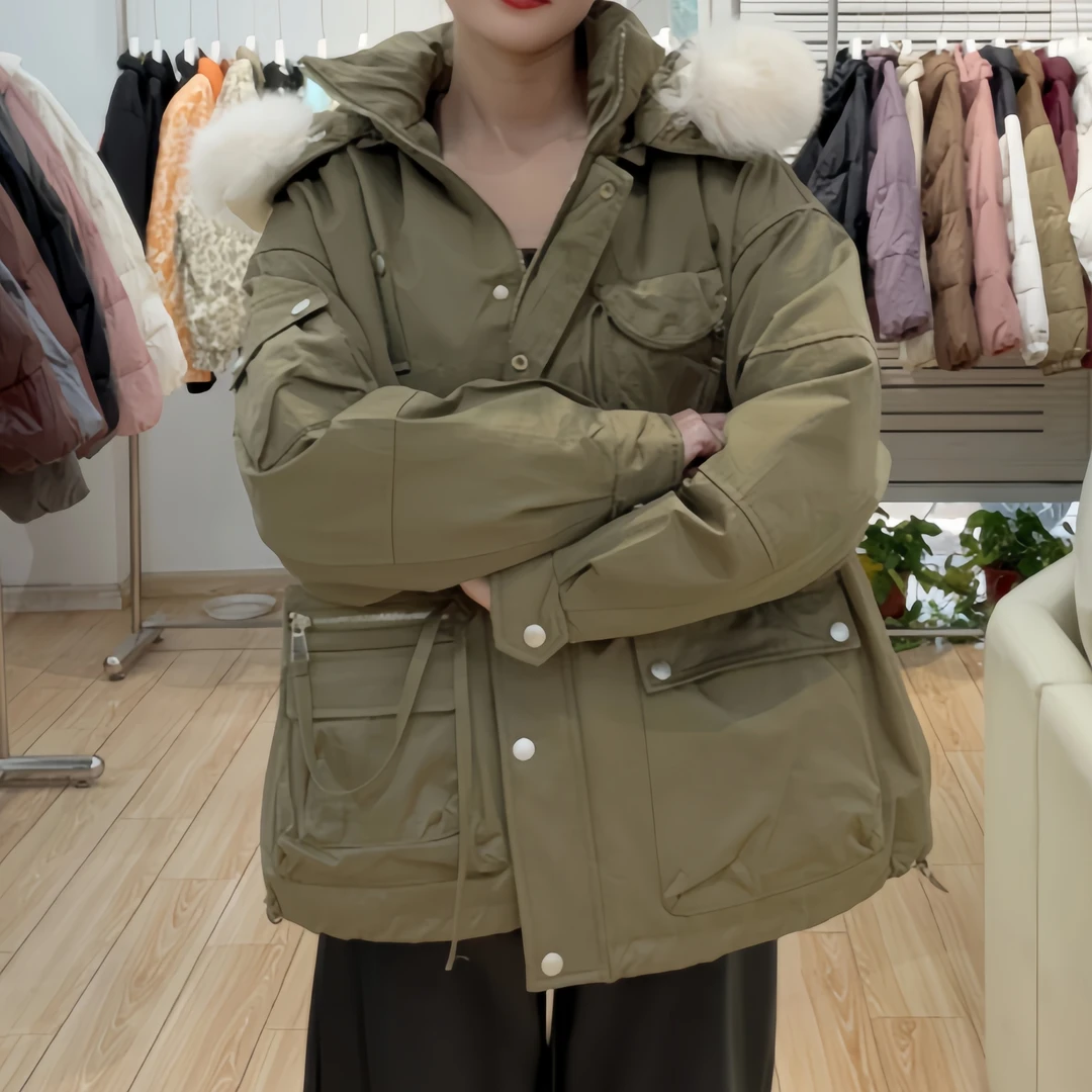 潮流风向标~时尚休闲百搭连帽白鸭羽绒服 W100