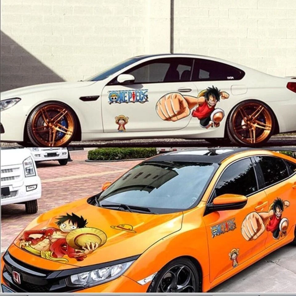 海贼王汽车贴纸装饰贴花卡通草帽路飞车身拉花车贴划痕个性贴画