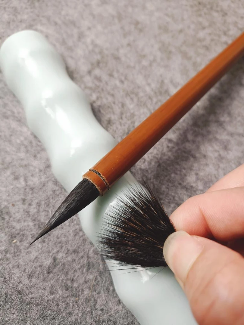 黑尖三花紫兔毫小楷出峰2.8㎝口径0.8㎝