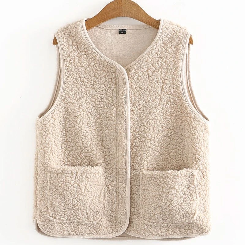春秋季新款颗粒绒毛绒绒马夹外穿背心女马甲