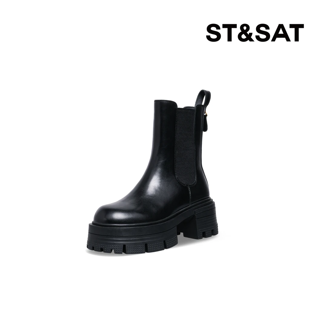 星期六百搭切尔西靴英伦秋冬高级感短靴厚底增高气质百搭靴子短靴