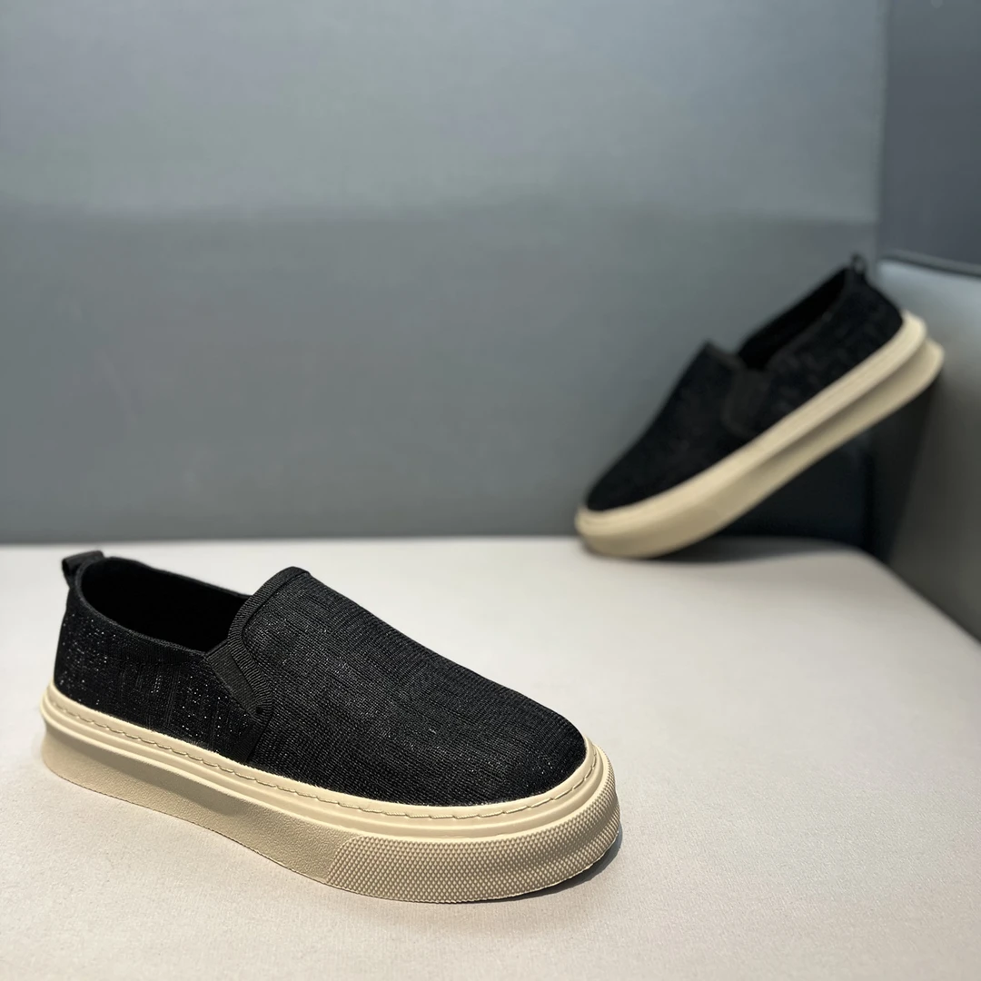 简约一脚蹬网面透气男士黑色板鞋夏季时尚百搭舒适软底白色休闲鞋