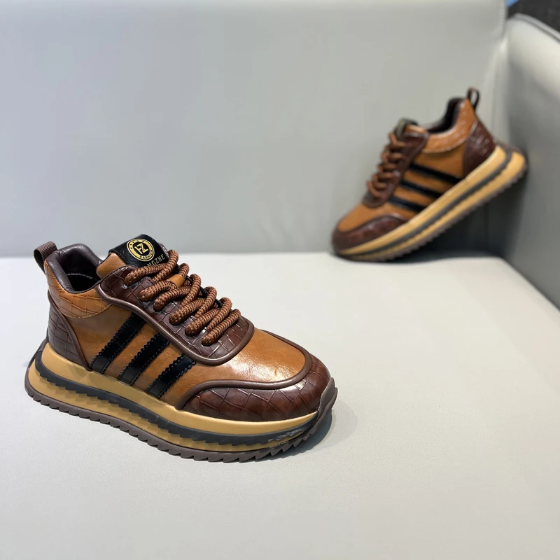 秋冬加绒保暖厚底中帮鞋2024新款时尚百搭软底舒适男士潮流休闲鞋