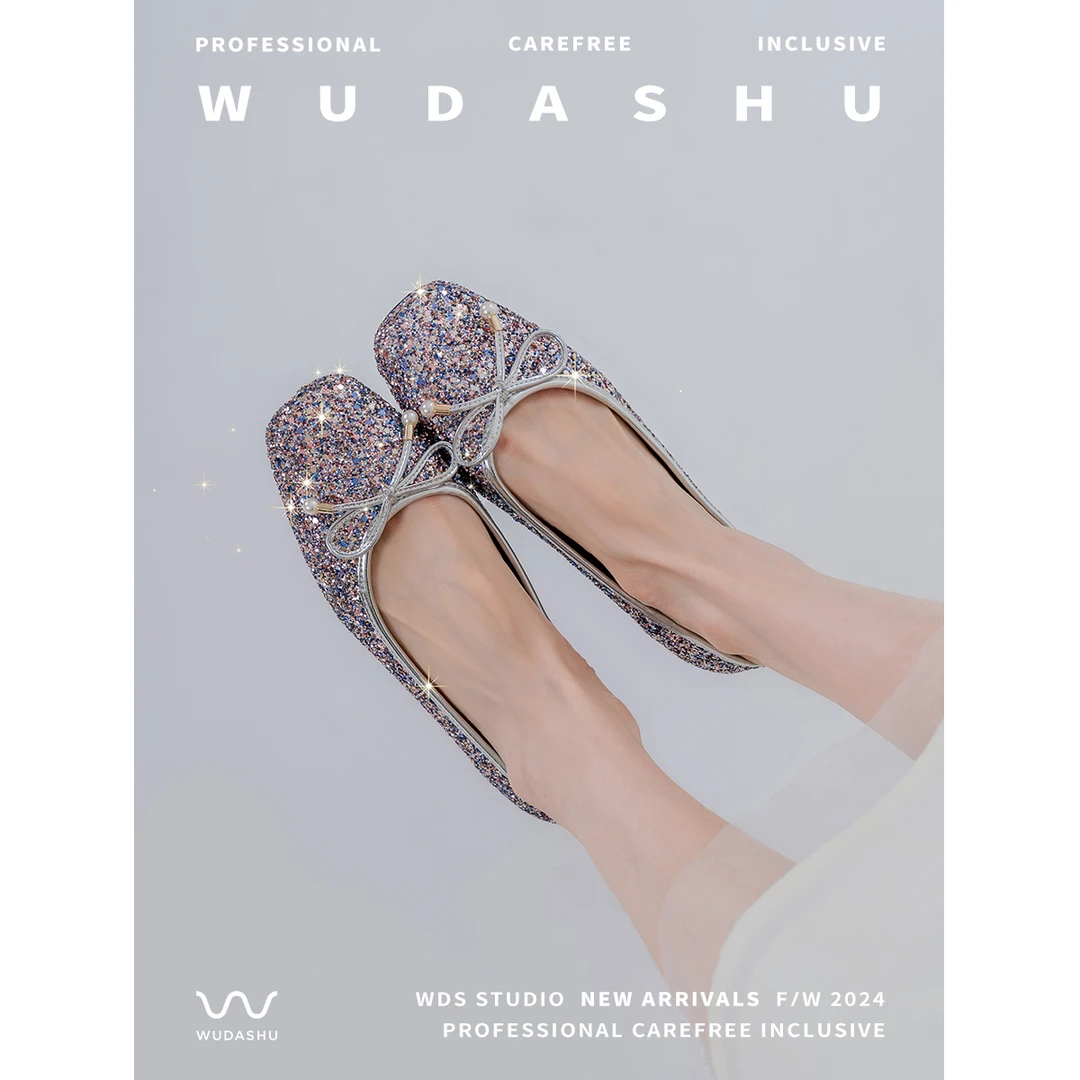 吴大叔新款方头平底鞋多版本选择闪亮净版软底鞋108-726/108-728