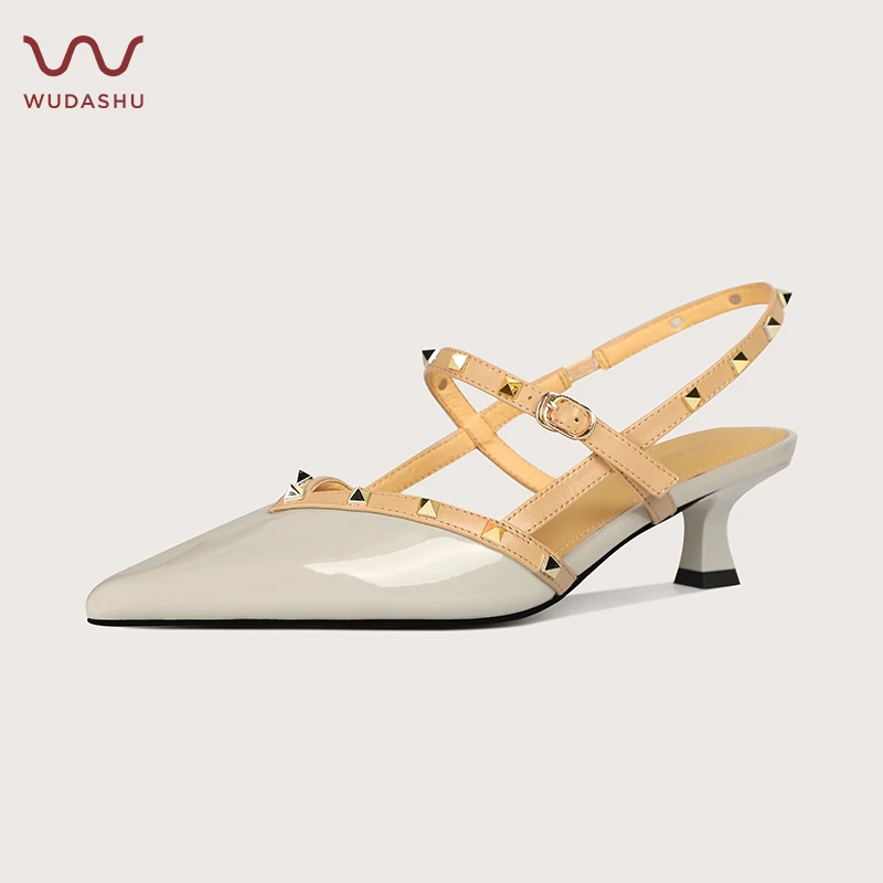 【吴大叔】2023春夏季新款时尚包头淑女风优雅气质柳钉性感高跟鞋