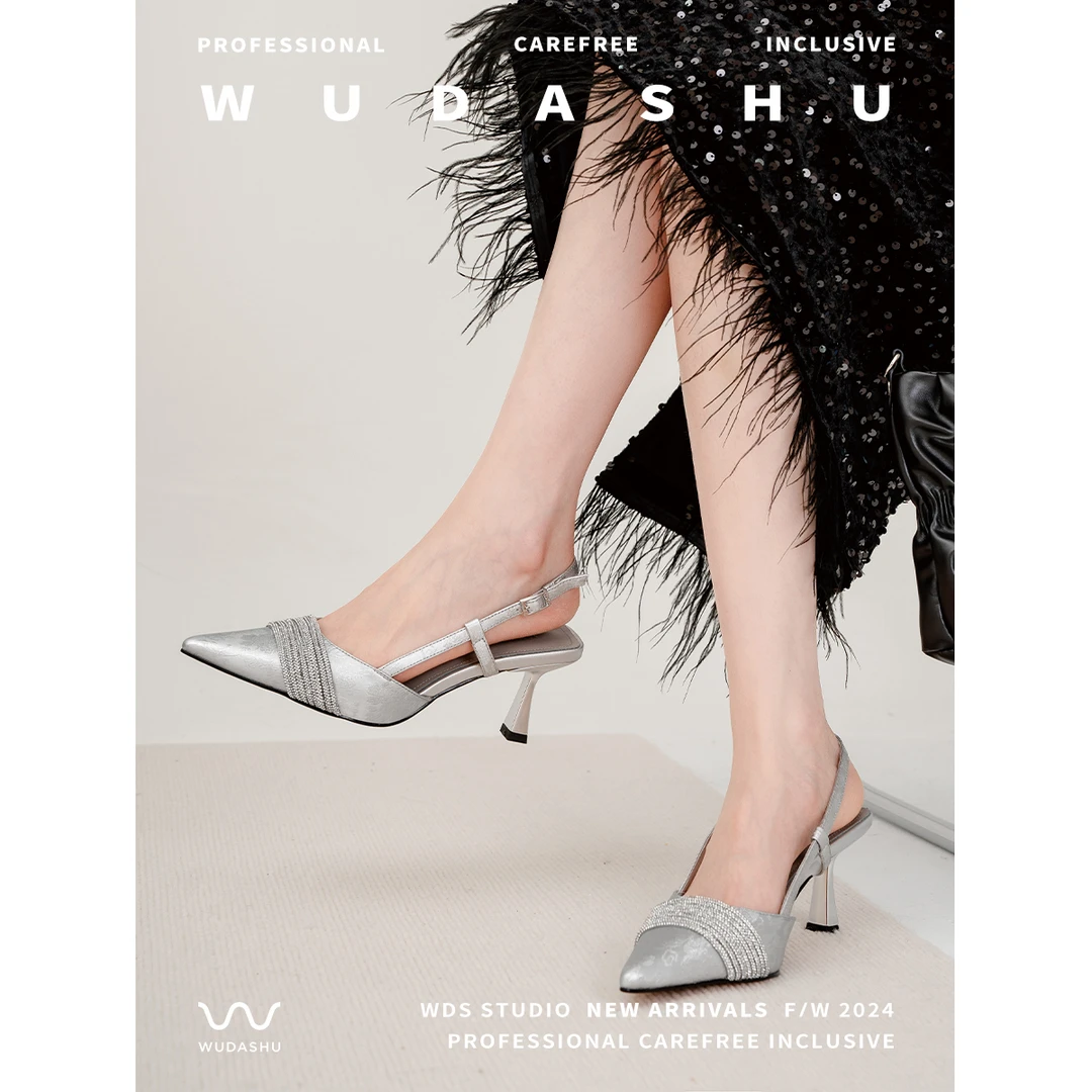 穿高跟鞋的吴大叔气质轻奢时尚百搭夏季细跟法式尖头浅口高跟鞋