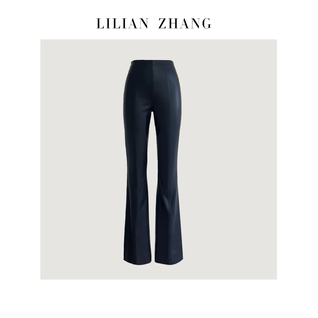 定制—都市力量——摩登新潮、——黑色气质修身包臀微喇皮裤 2304104