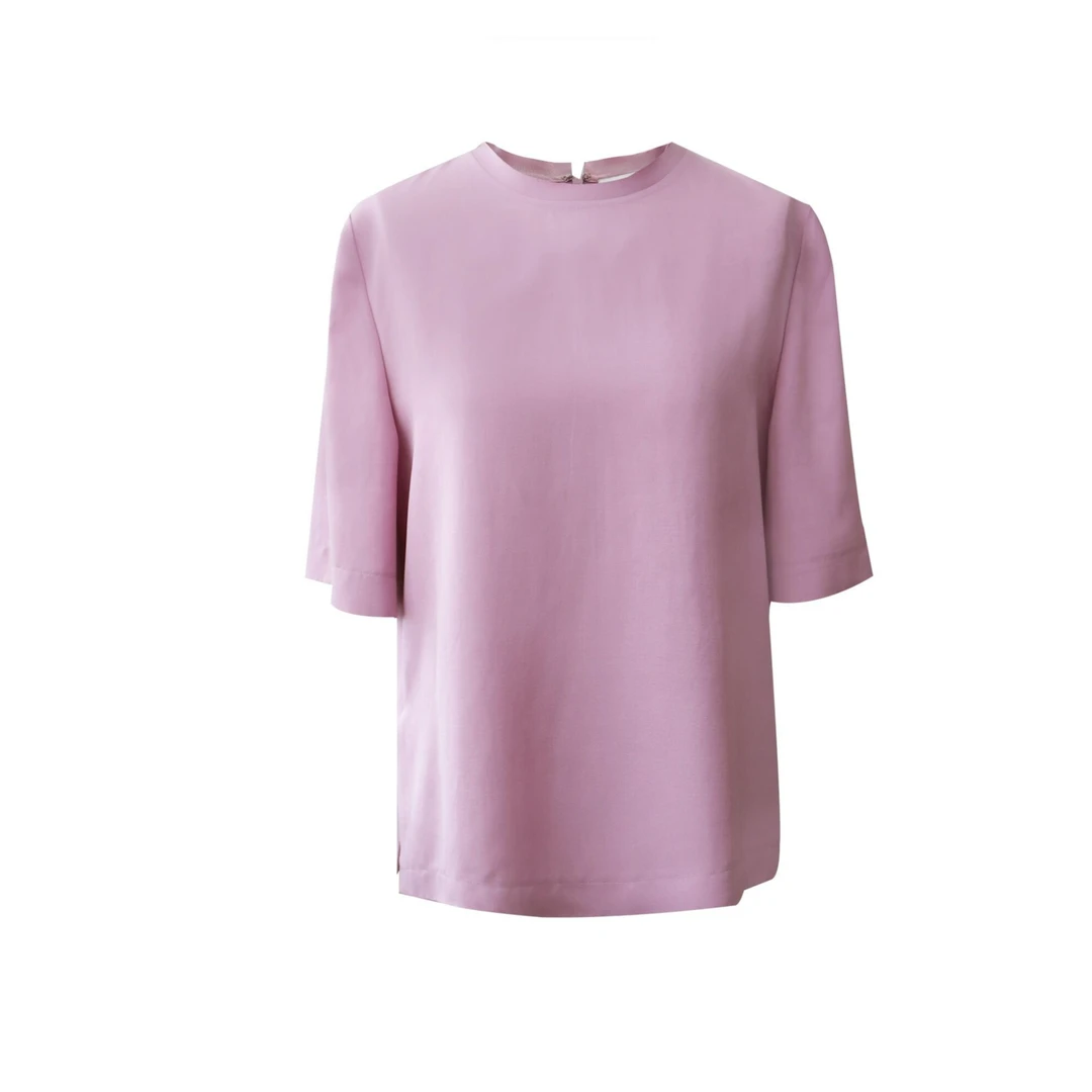 春夏时尚—中袖侧衩 女士圆领衫上衣、休闲打底舒适女装  2102017