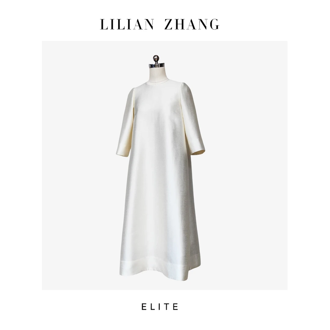 定制—古典浪漫—遇见倾心—Lady挚爱法式复古A摆白色长裙  2401103