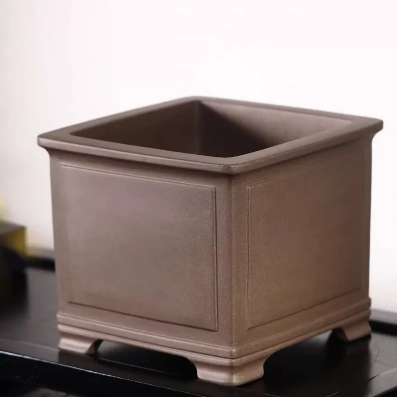 宜兴紫砂花盆四方形客厅盆景盆老桩榕树梅花室内假山文竹包邮