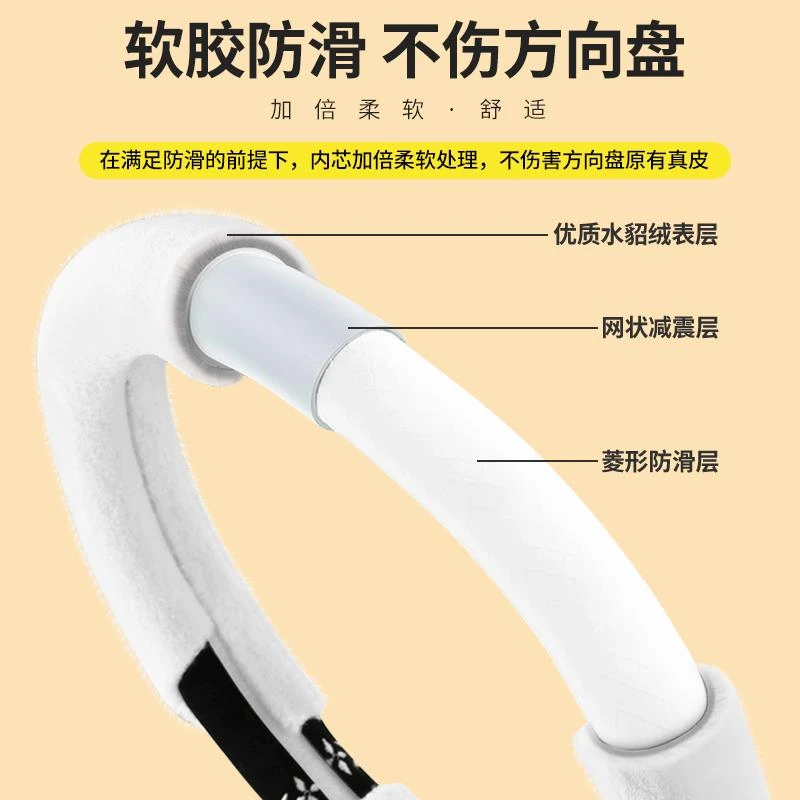 特斯拉Model 3 ModelX ModelS ModelY冬季短毛绒方向盘套防滑把套
