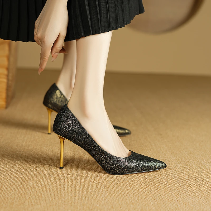 现货（跟高6cm/8cm）2024法式夏季细高跟不规则浅口单鞋3A699/3A899