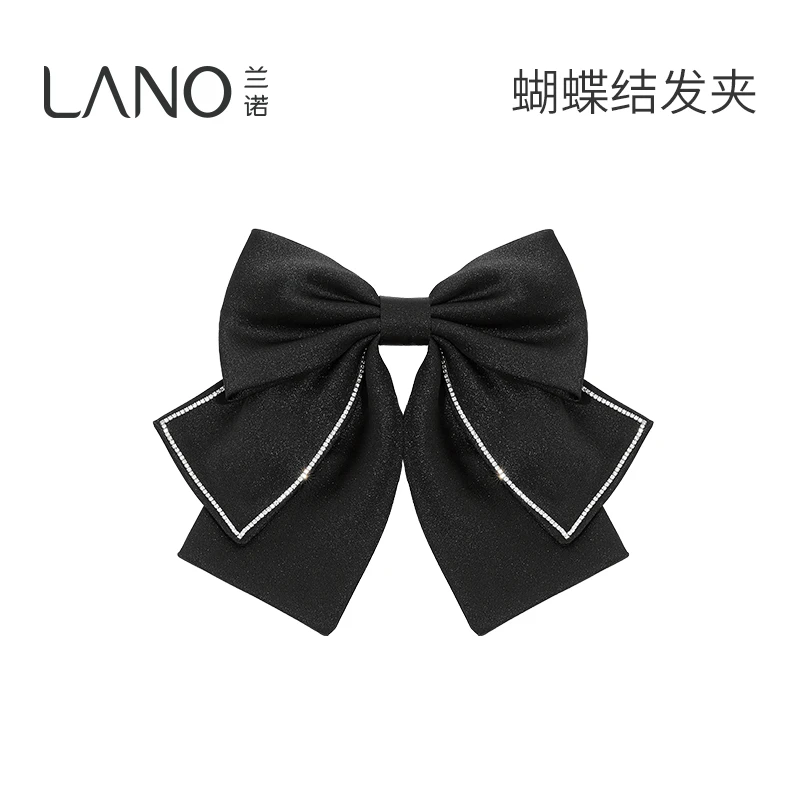 兰诺黑色蝴蝶结发夹2023年新款法式赫本风轻奢高级感顶夹发饰头饰