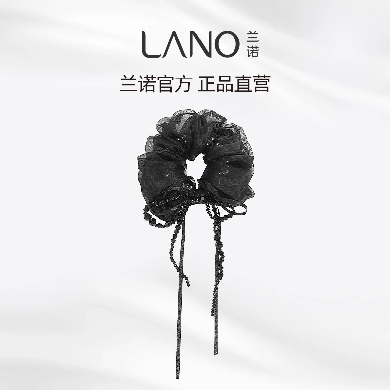 兰诺气质蝴蝶结丝带头绳网纱黑色大肠发圈高端发饰ins风