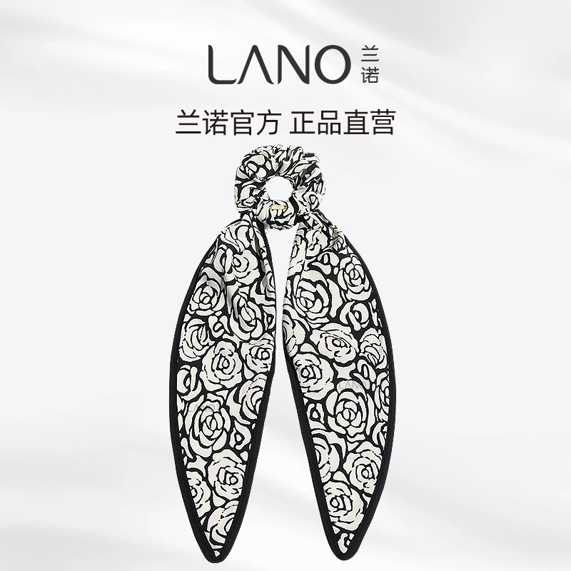 兰诺玫瑰印花长飘带发圈时尚ins风复古简约发饰