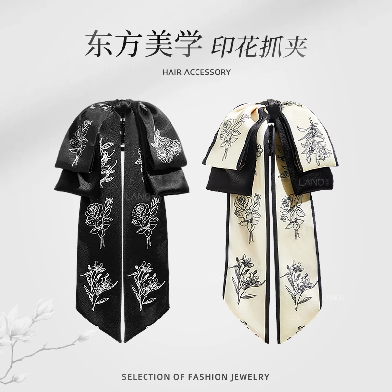 兰诺国潮复古飘带蝴蝶结抓夹优雅超仙后脑勺发饰