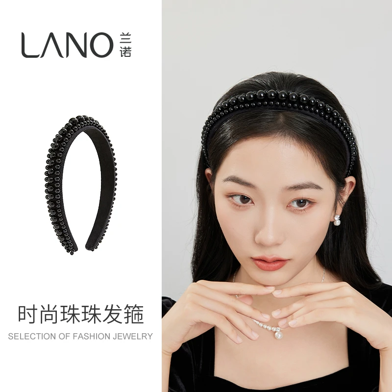 兰诺黑色发箍高颅顶显脸小发饰高级感小众设计师法式气质宽边发卡