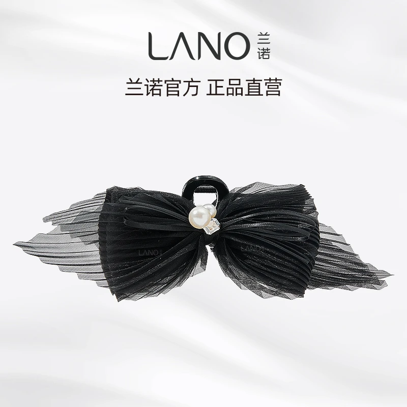 兰诺褶皱竖纹鲨鱼夹气质高端蝴蝶结后脑勺抓夹ins风