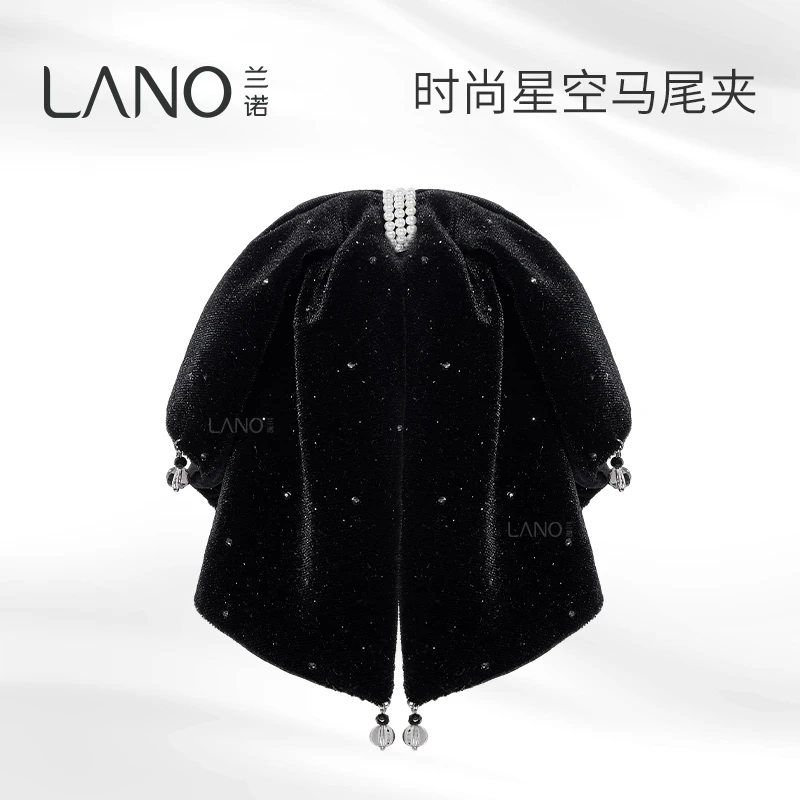 兰诺细闪满天星丝绒蝴蝶结抓夹秋冬时尚百搭马尾夹