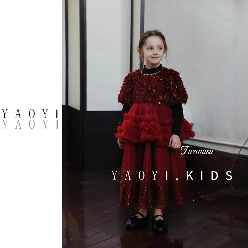 YaoYi.瑶壹【璀璨星河】女童高定礼服秋冬新款新年圣诞战袍丝绒网纱