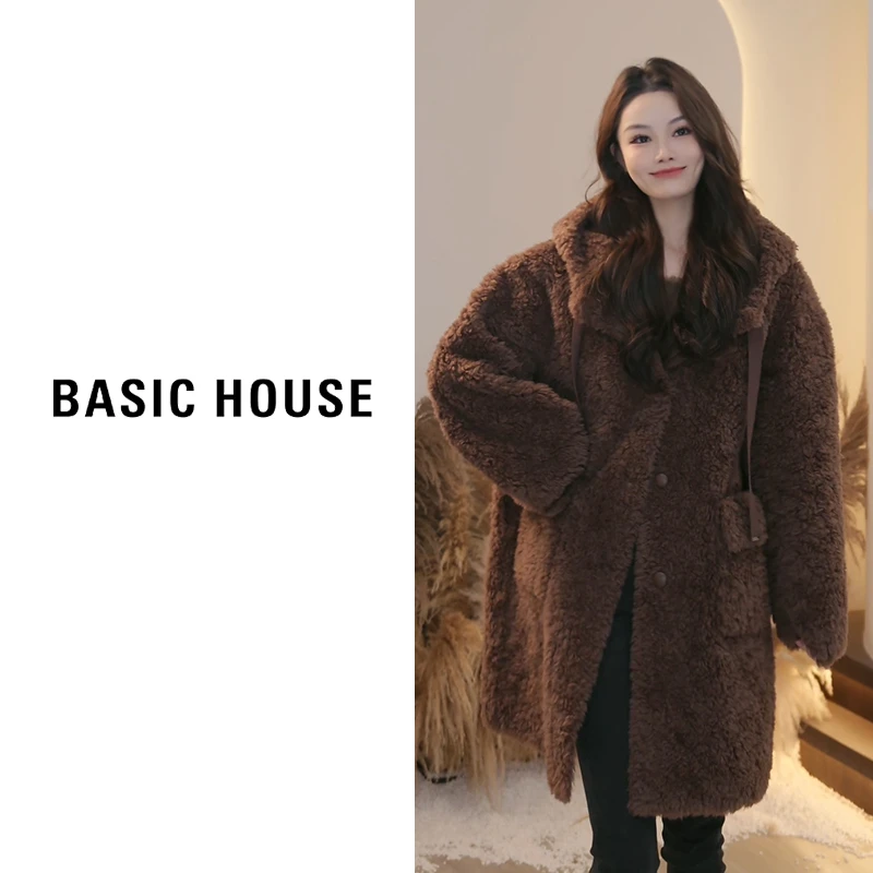Basic House/百家好秋冬新款气质绵羊毛大衣B1294B59022（衣长90）