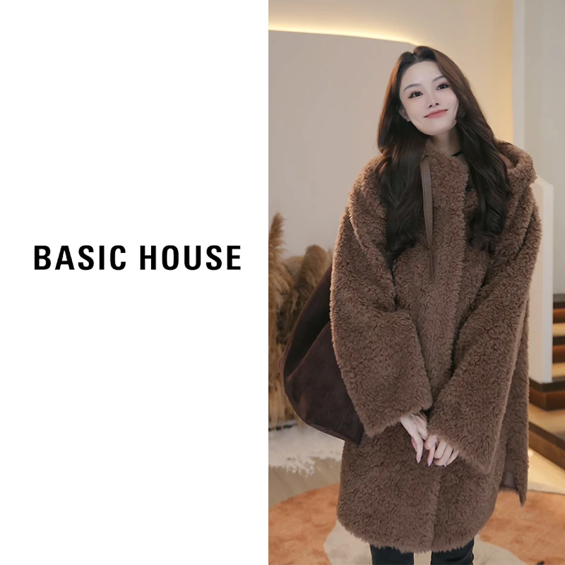 Basic House/百家好秋冬新款绵羊毛大衣长款B1294B59312（衣长87）
