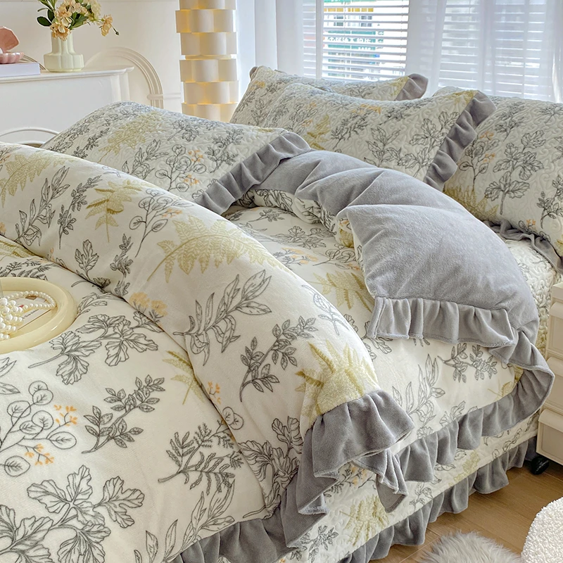 秋冬新款加厚床盖款牛奶绒四件套保暖被罩宝宝绒不起球床上用品