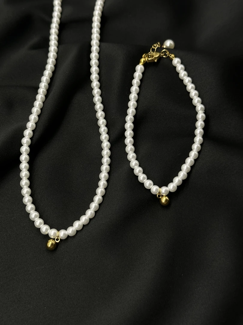 钛钢仿珍珠手链 明星同款仿珍珠钛钢不掉色手工百搭手链