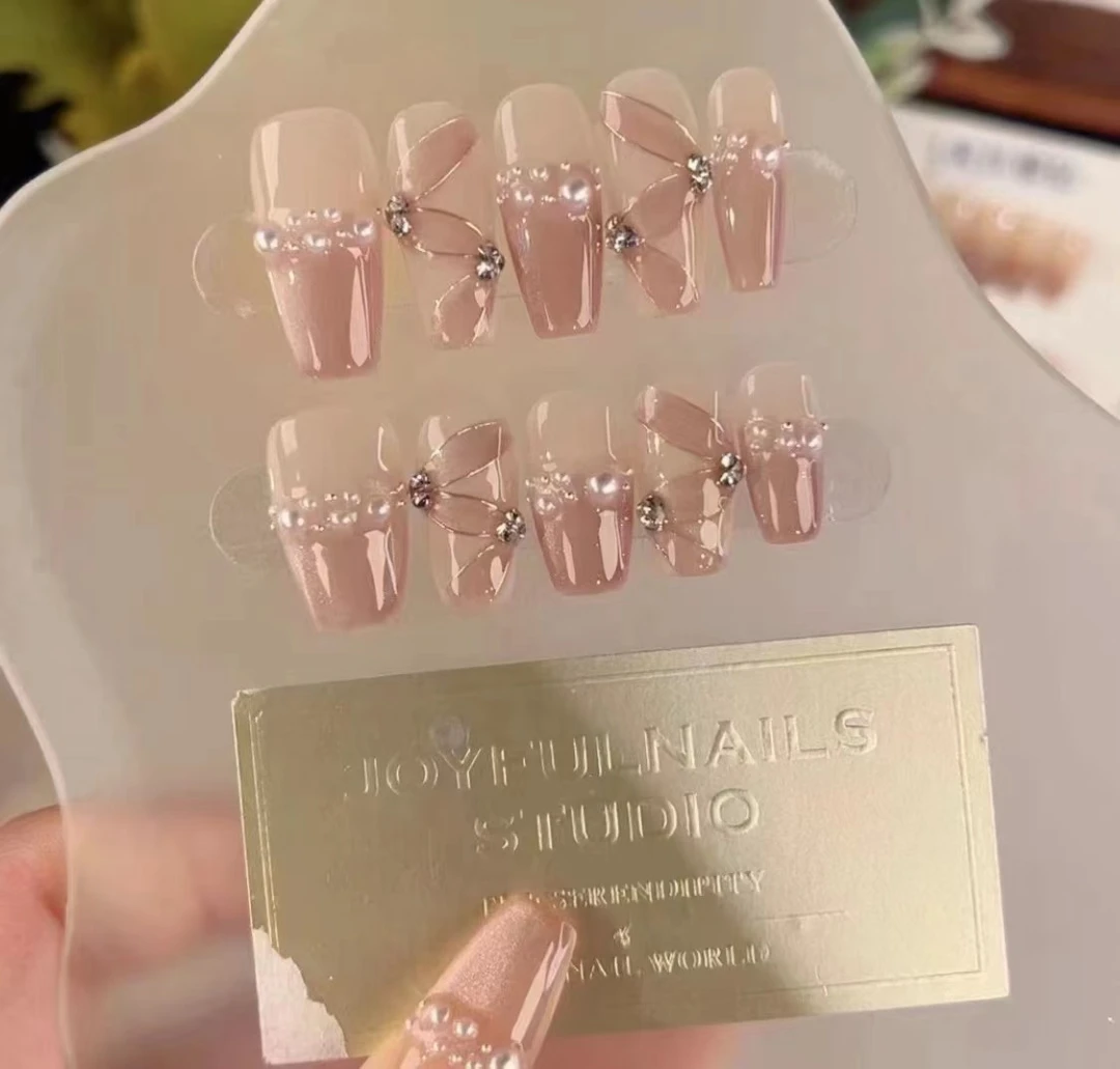 【丝绸飘带】手工定制穿戴甲秋冬显白指甲贴光疗甲美甲贴片