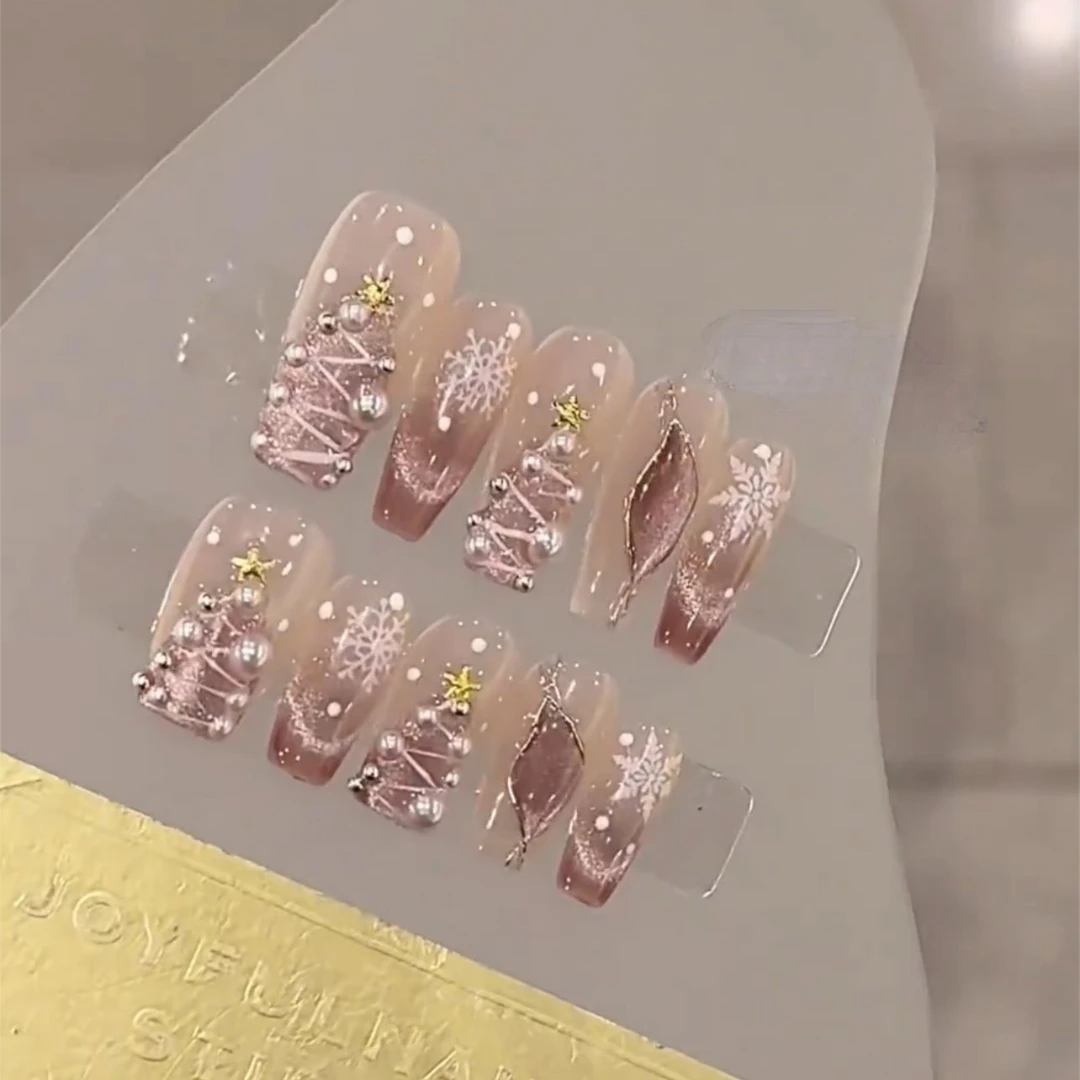 【圣诞西雅】手工定制穿戴甲秋冬显白指甲贴光疗甲美甲贴片