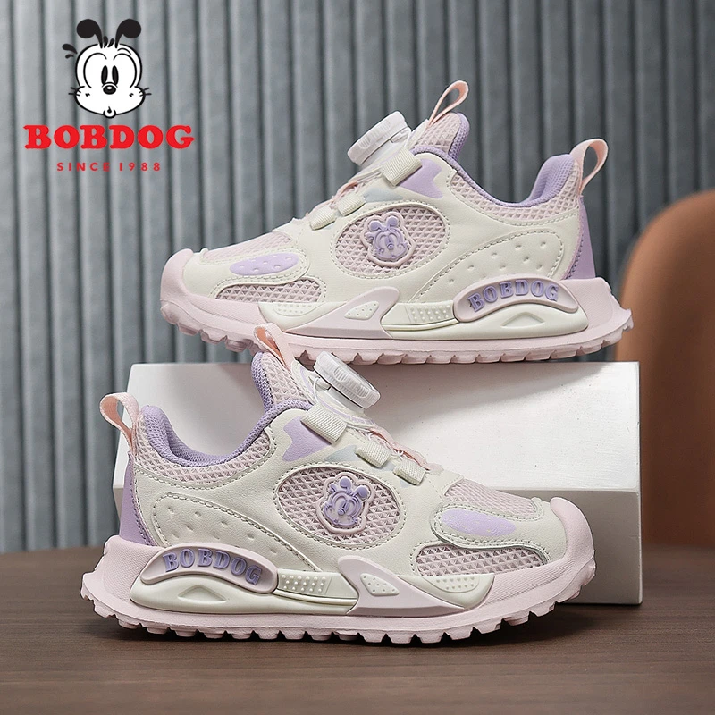 巴布豆儿童运动鞋春秋新款旋转纽扣女孩透气网面软底运动鞋S366