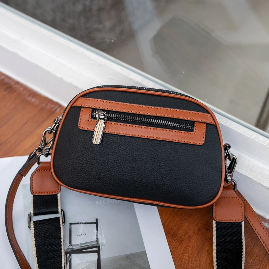 头层牛皮撞色小方包单肩包斜挎包多隔层时尚潮流小包包大容量简约