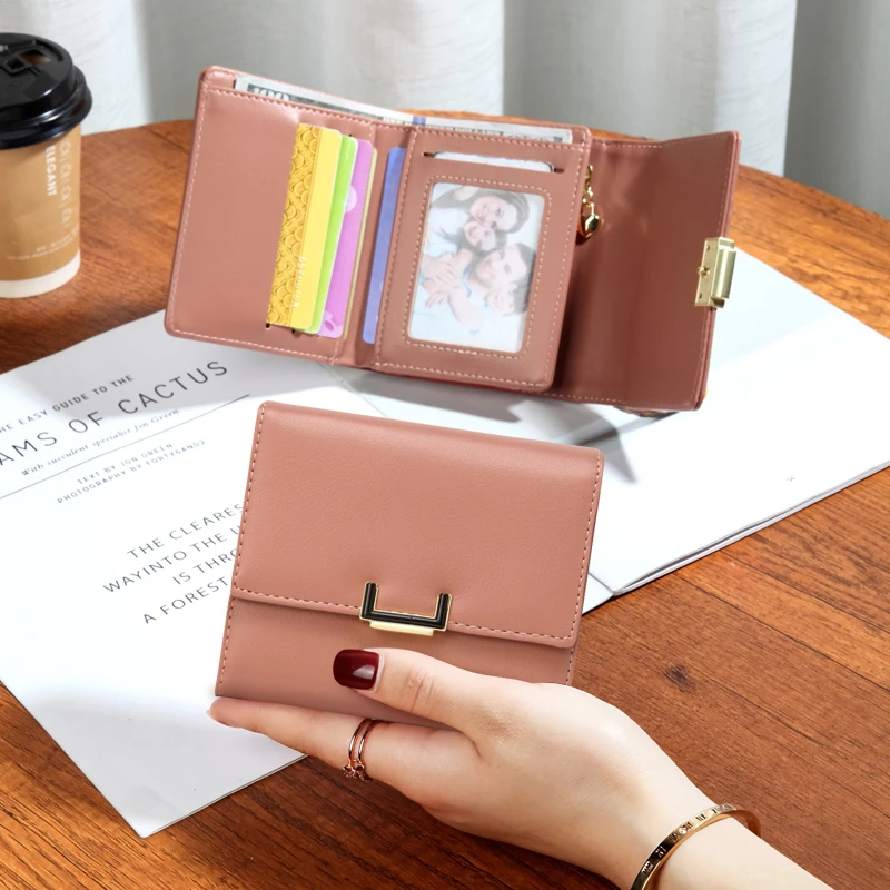 2024大容量多功能折叠钱夹百搭零钱包三折简约轻便短款小钱包女士