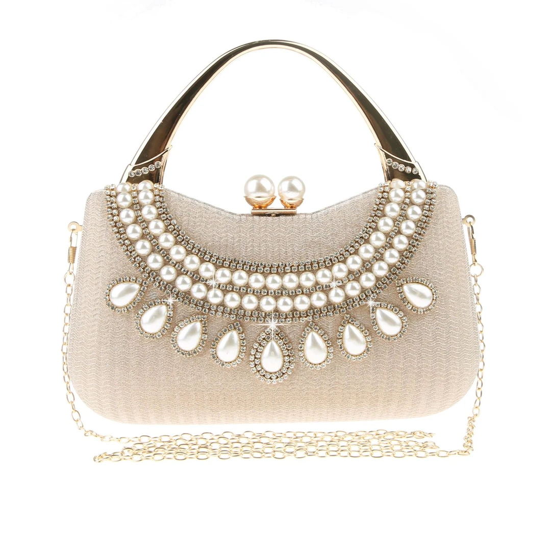 23年新大容量气质手提包晚宴包跨境宴会包名媛手拿包珍珠水钻包袋