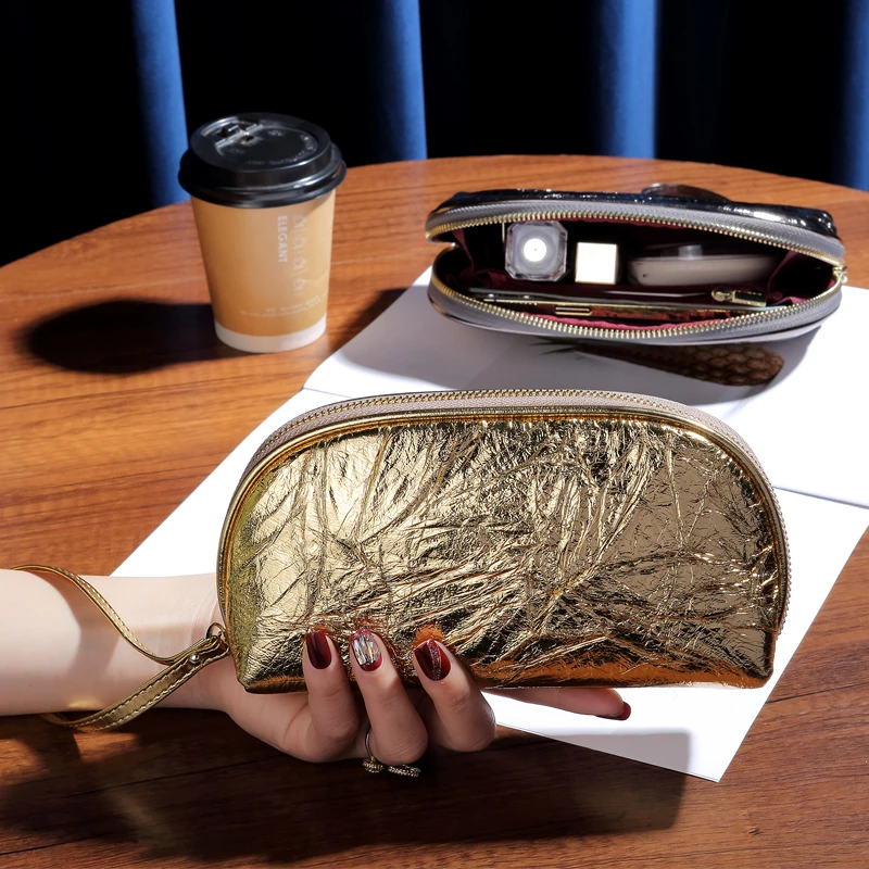 高级感手抓花真皮手拎包大容量零钱包女气质2024新款软牛皮小手包