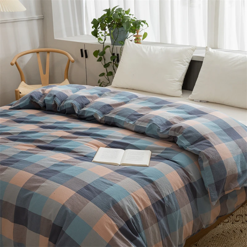 新款A类全棉色织水洗棉被套单人宿舍被罩简约棉被罩家用可水洗