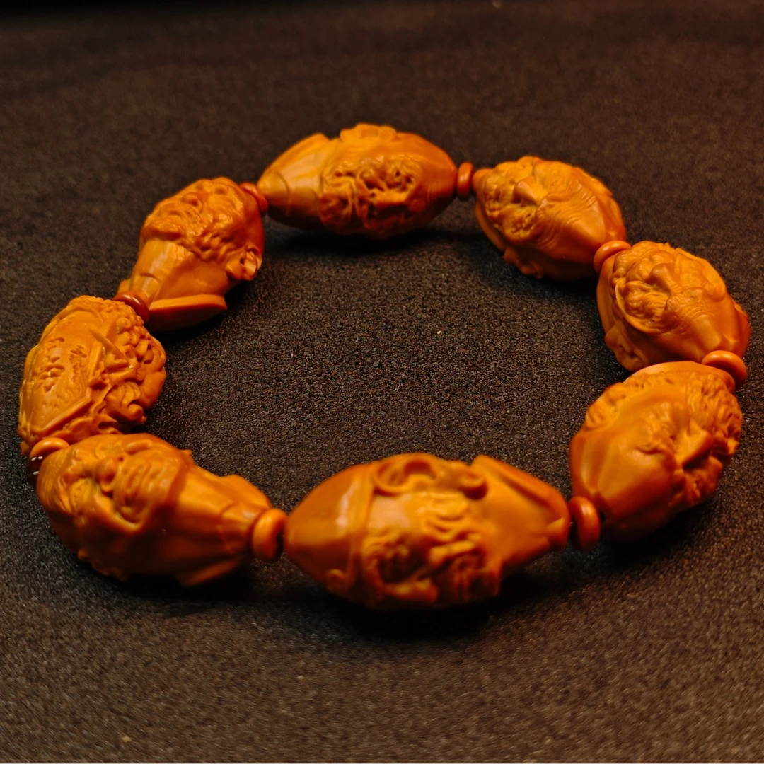 橄榄核核雕七星罗汉手串