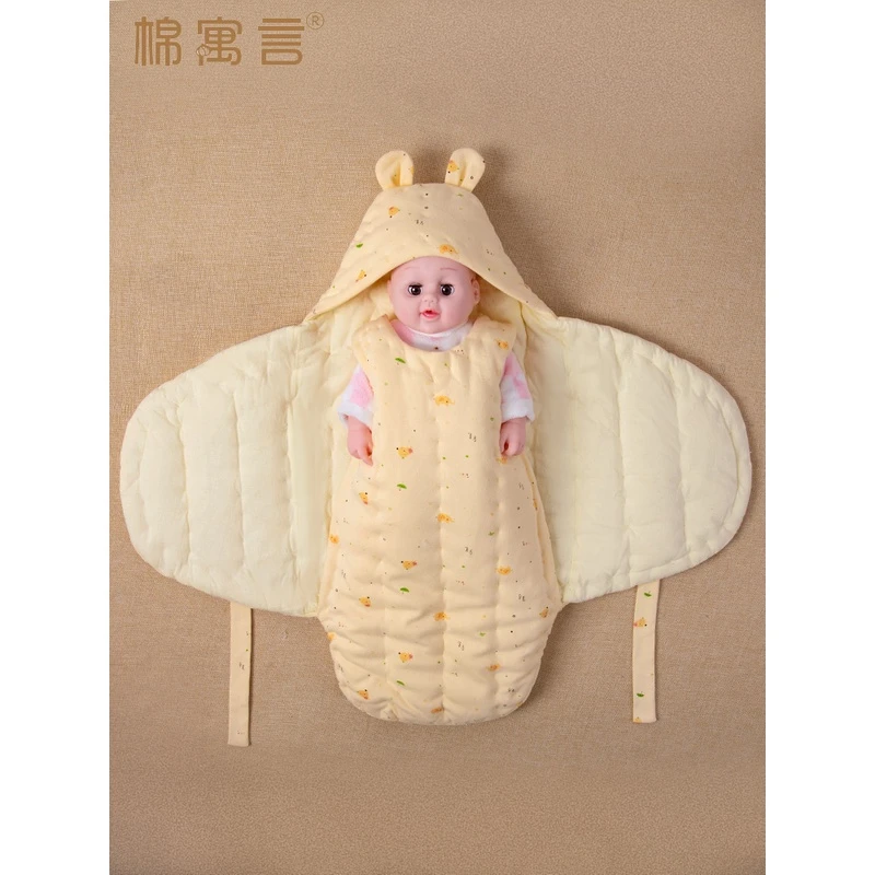棉寓言纯手工新生婴儿秋冬款纯棉抱被宝宝襁褓蝴蝶包被防惊跳睡袋