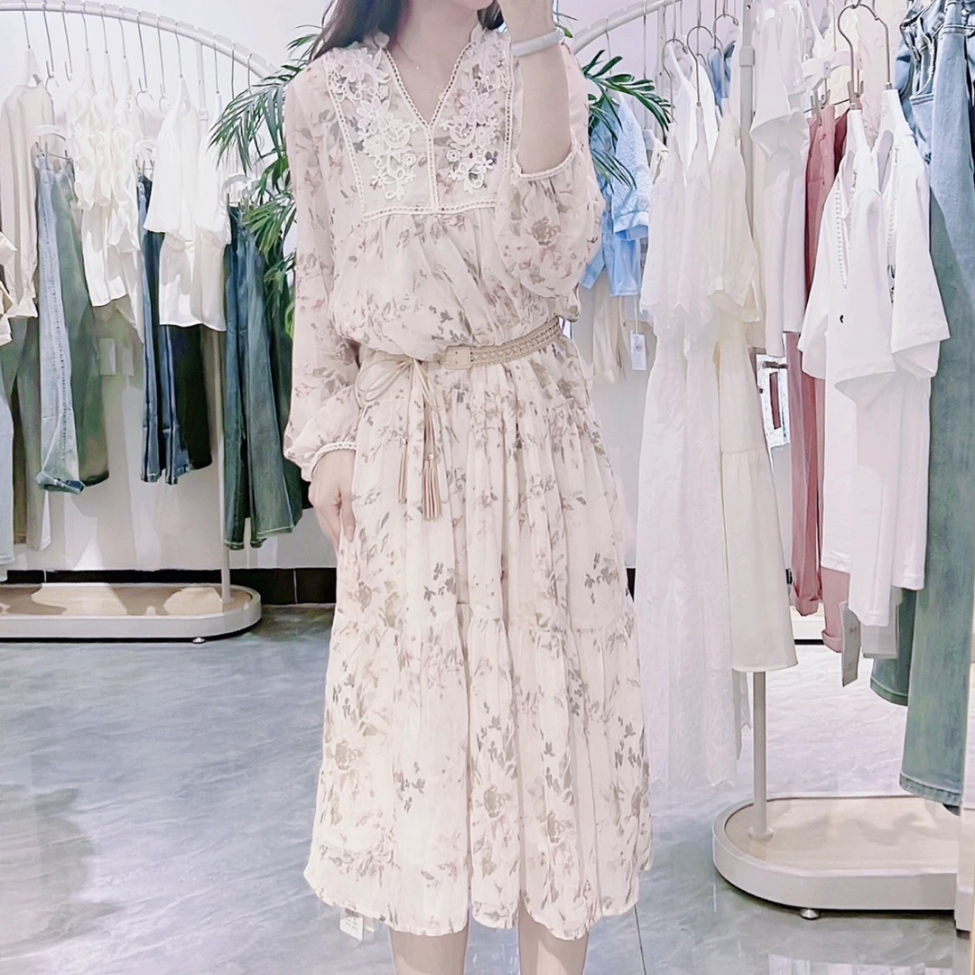 碎花时尚长款夏季女装连衣裙显瘦